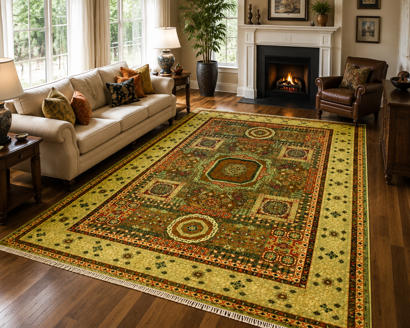 Caucasian Geometric Medallion Area Rug