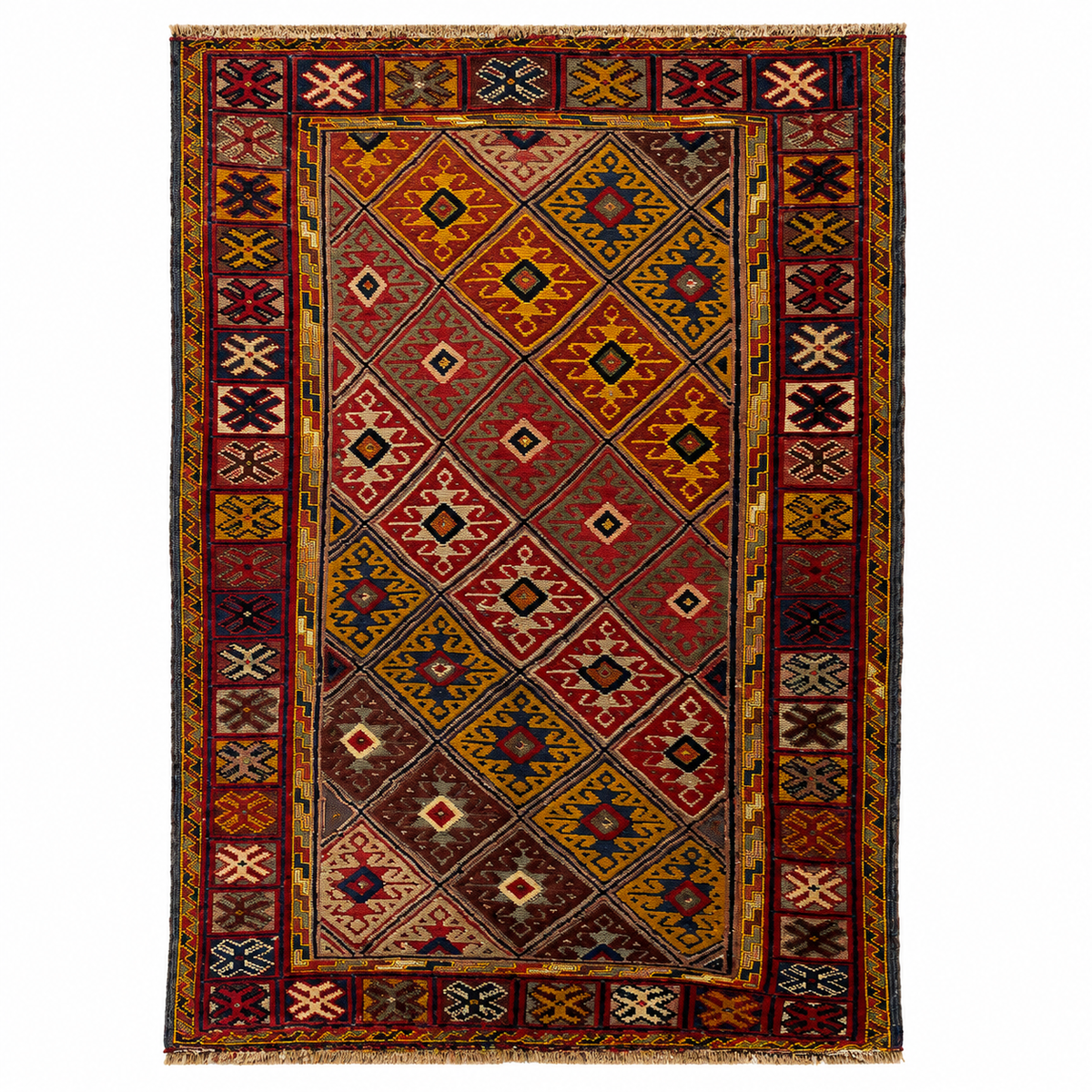 Nomadic Tribal Geometric Diamond Pattern Mat
