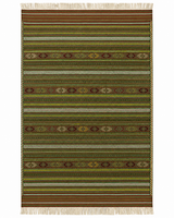 Sage Green Striped Flatweave Kilim