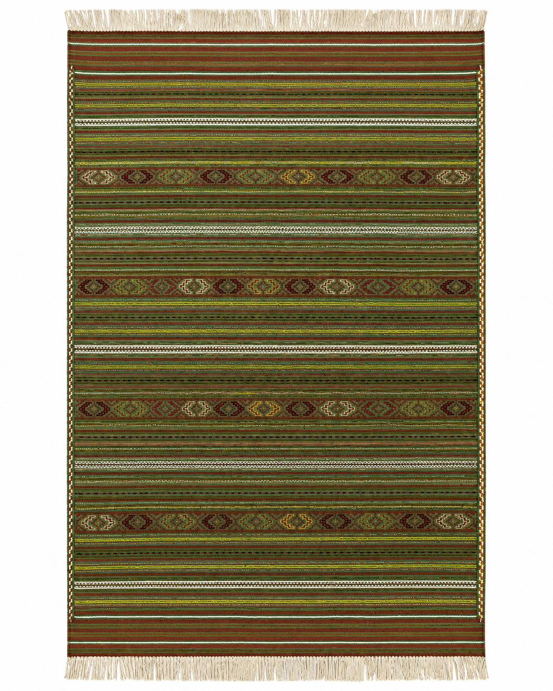 Sage Green Striped Flatweave Kilim