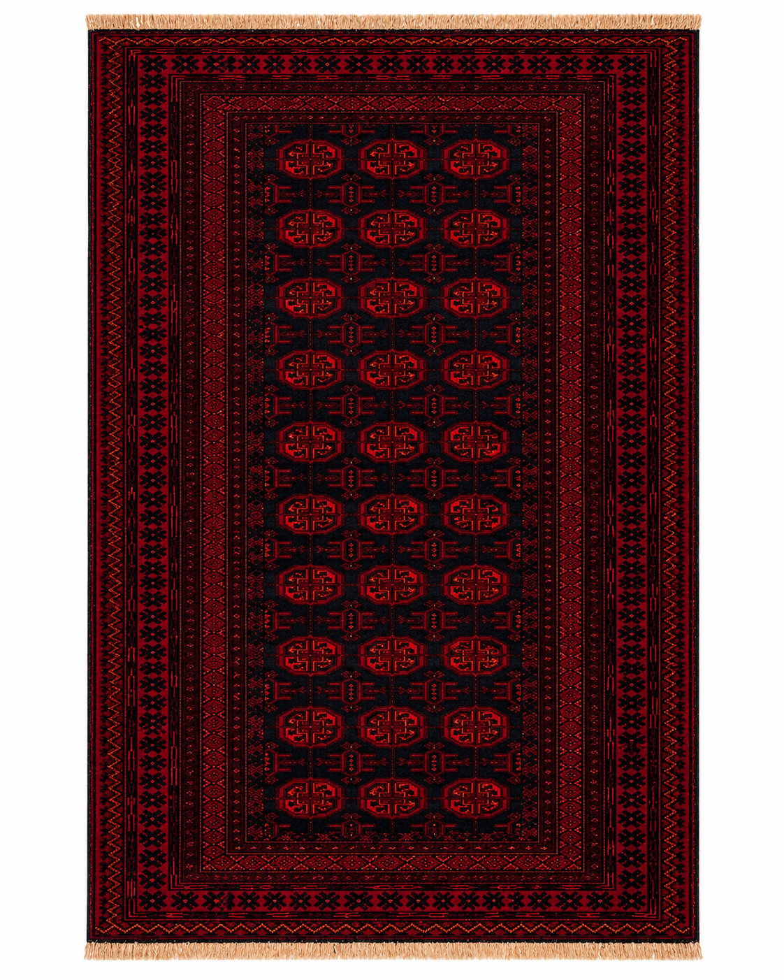 Mauri Bokhara Handmade Maroon Tekke Gul Mat