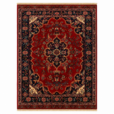 Persian Heriz Style Crimson Center Medallion Mat