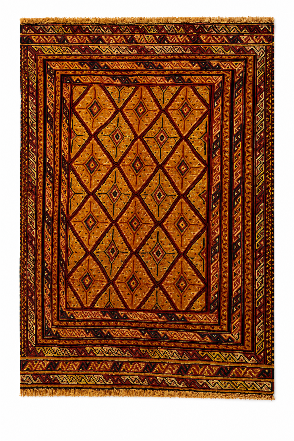 Ochre Yellow Geometric Lattice Mat