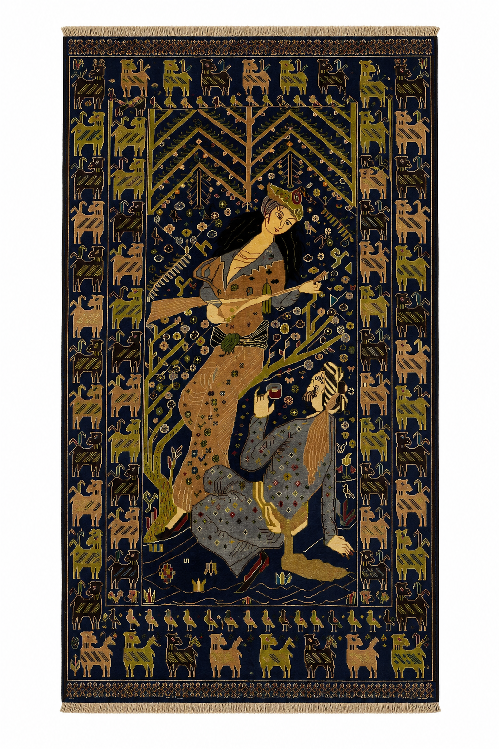Shikargah Handmade Pictorial Hunting Scene Mat