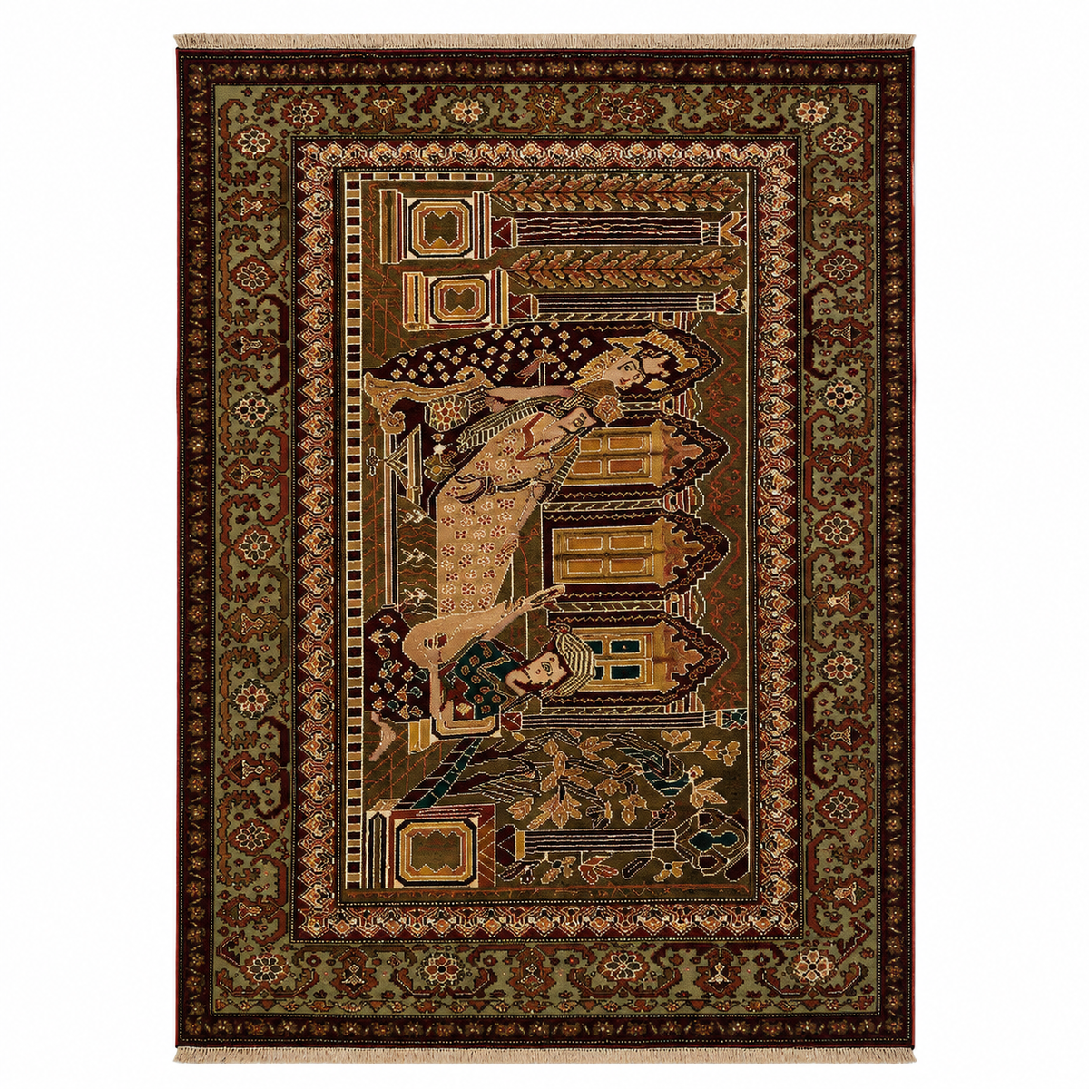 Vintage Earth-Tone Tribal Geometric Wool Mat