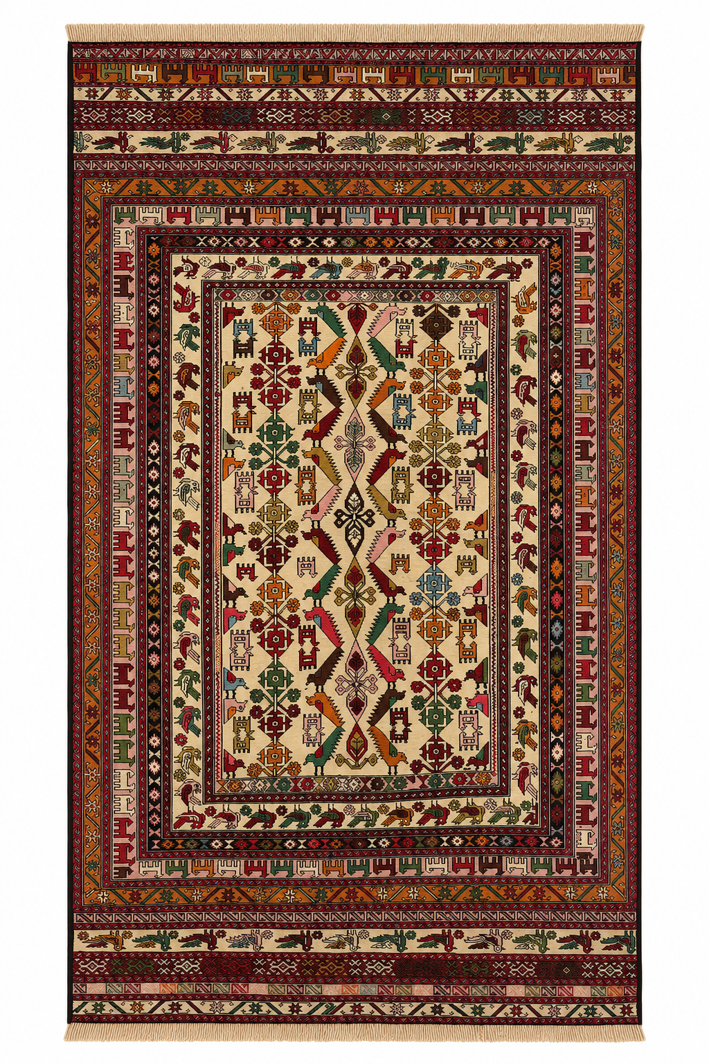 Diamond Lattice Crimson Kilim