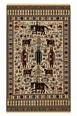 Traditional Neutral Beige Geometric Medallion Kilim