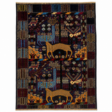 Shikargah Pictorial Woodland Wildlife Motif Dark Mat