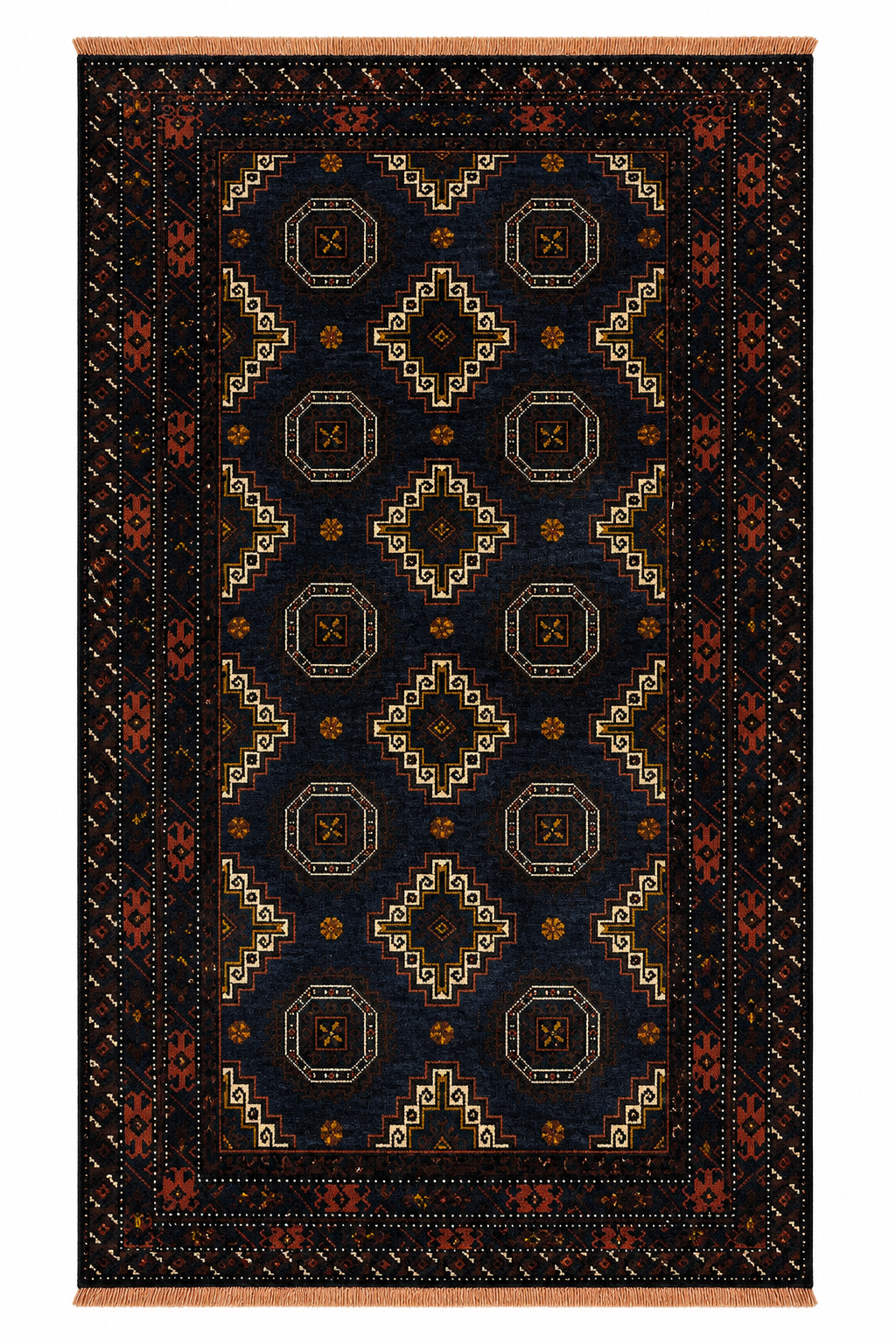 Baluchi Dark Charcoal Patterned Mat