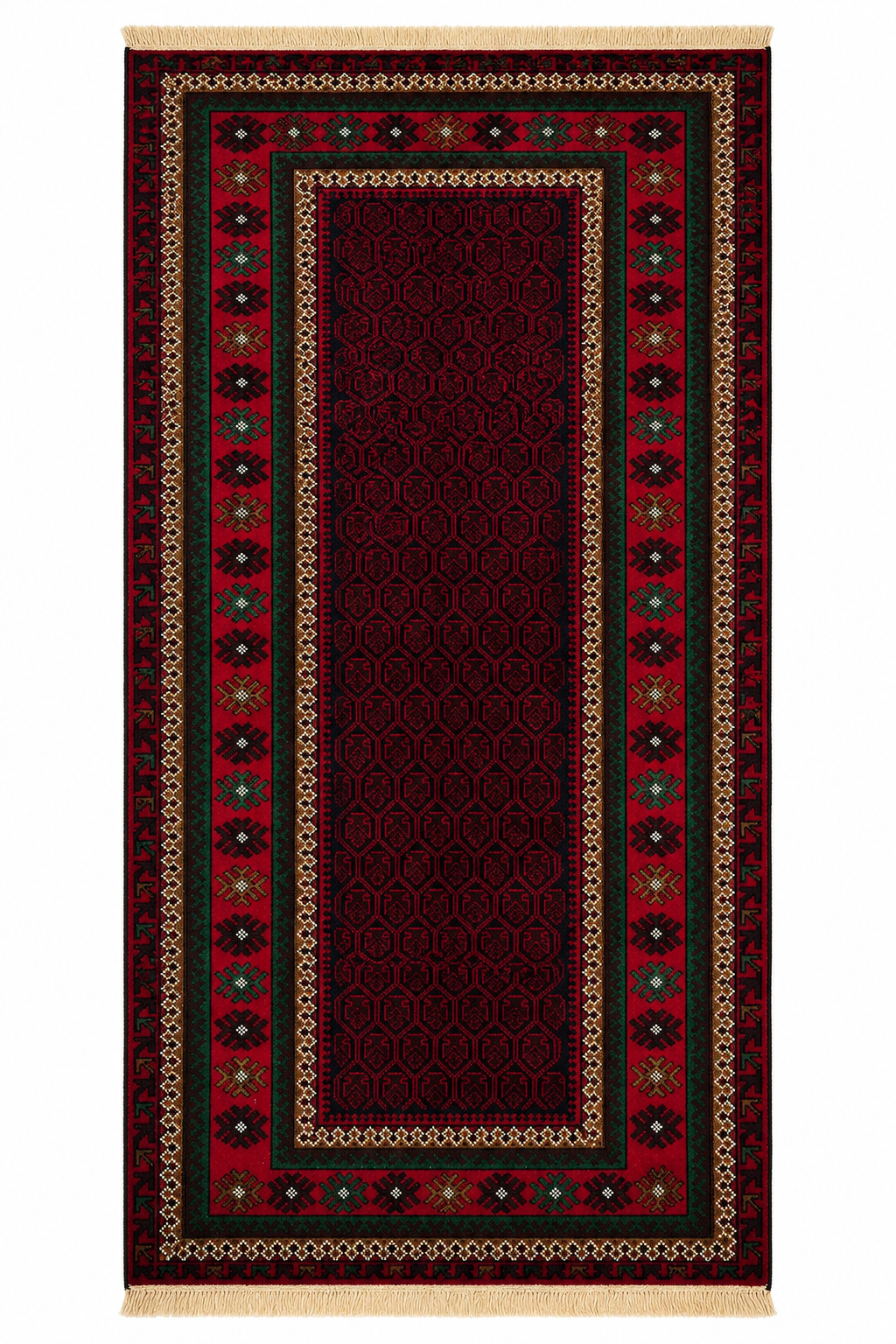 Deep Burgundy Baluchi Handmade Bordered Mat