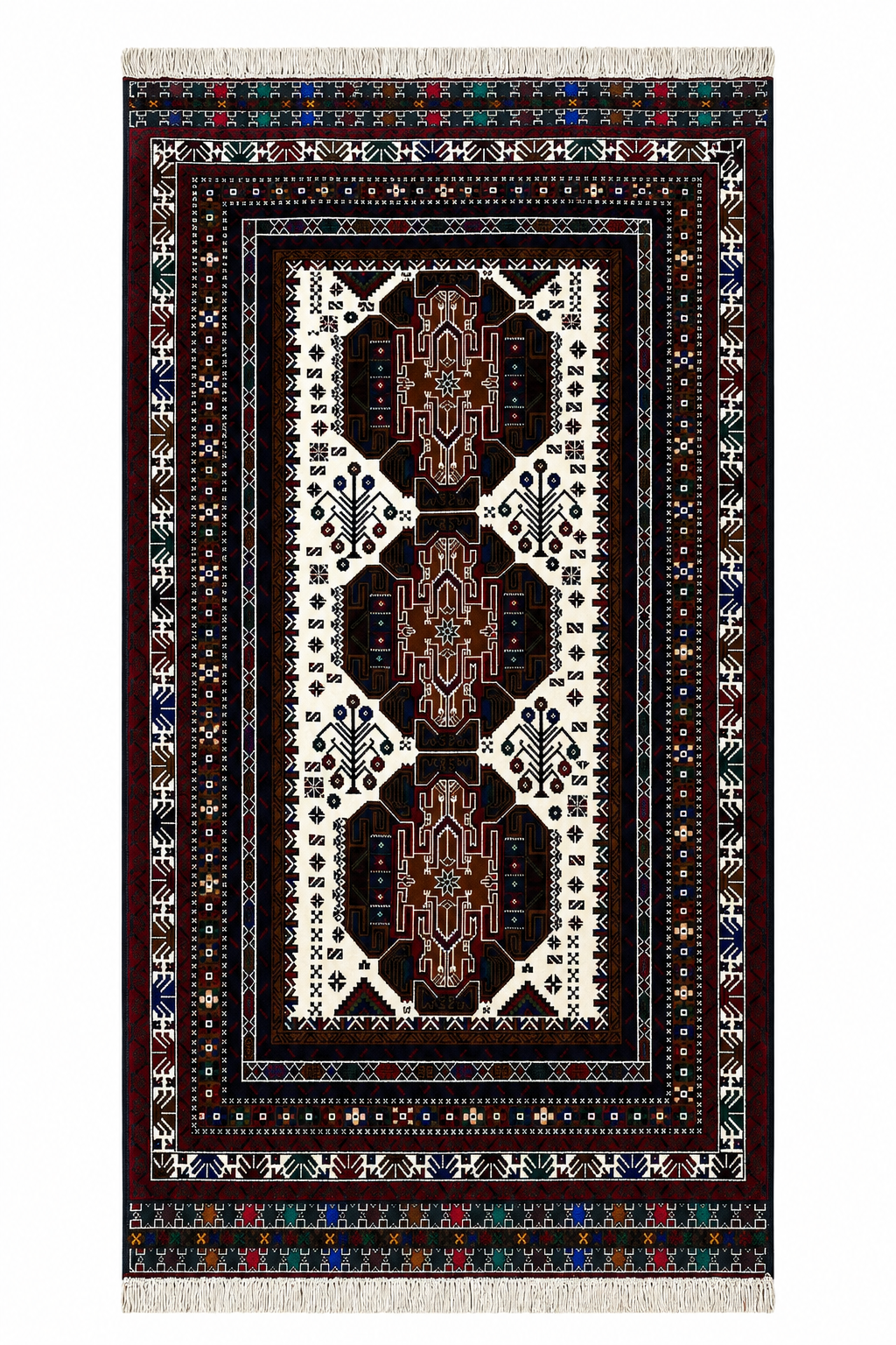 Baluchi Interlocking Diamond Pattern Dark Navy Mat