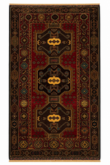 Persian Keshan Style Triple Medallion Rust Red Mat