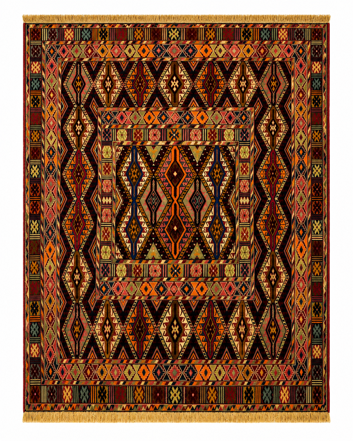 Classic Baluchi Geometric Repeat Motif Amber Mat