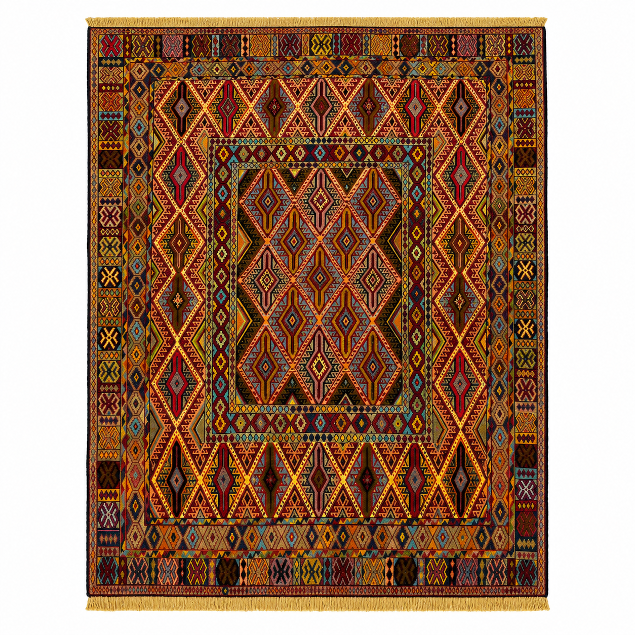 Belgic Vintage Red All-Over Patterned Medallion Mat