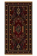 Classic Dark Crimson Tribal Geometric Mat