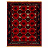 Bold Red and Charcoal Tribal Repeat Elephant Foot Gul Mat