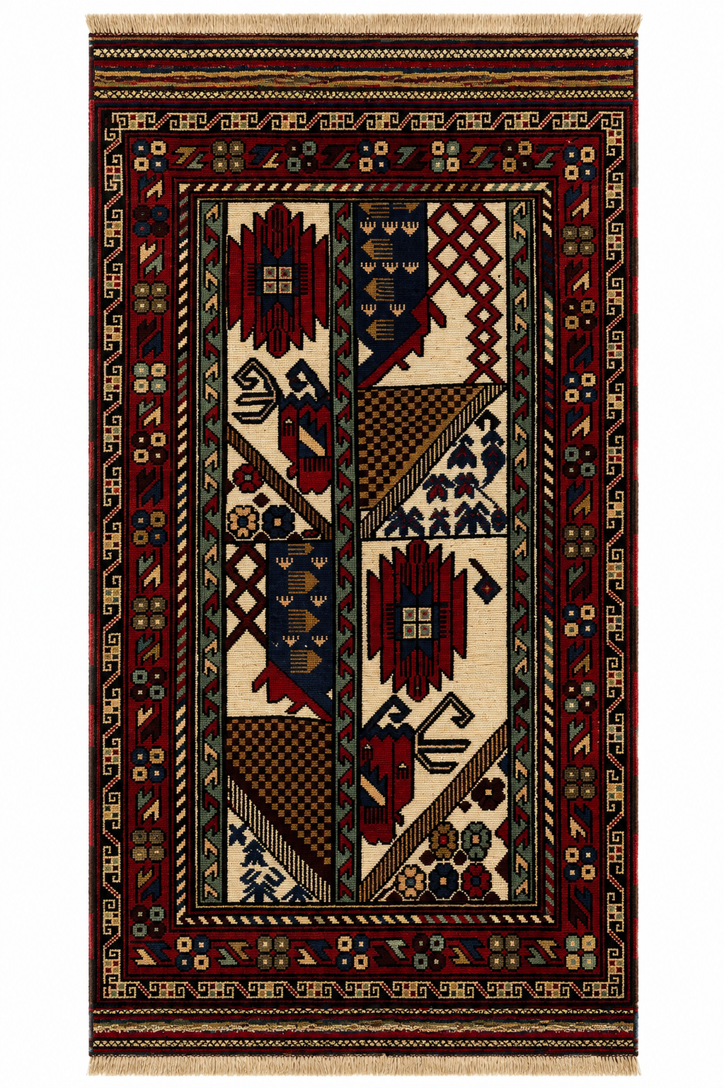Handmade Gul Barjasta Afghan Wool Rug