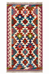 Vibrant Multi-Toned Flatweave Accent Kilim