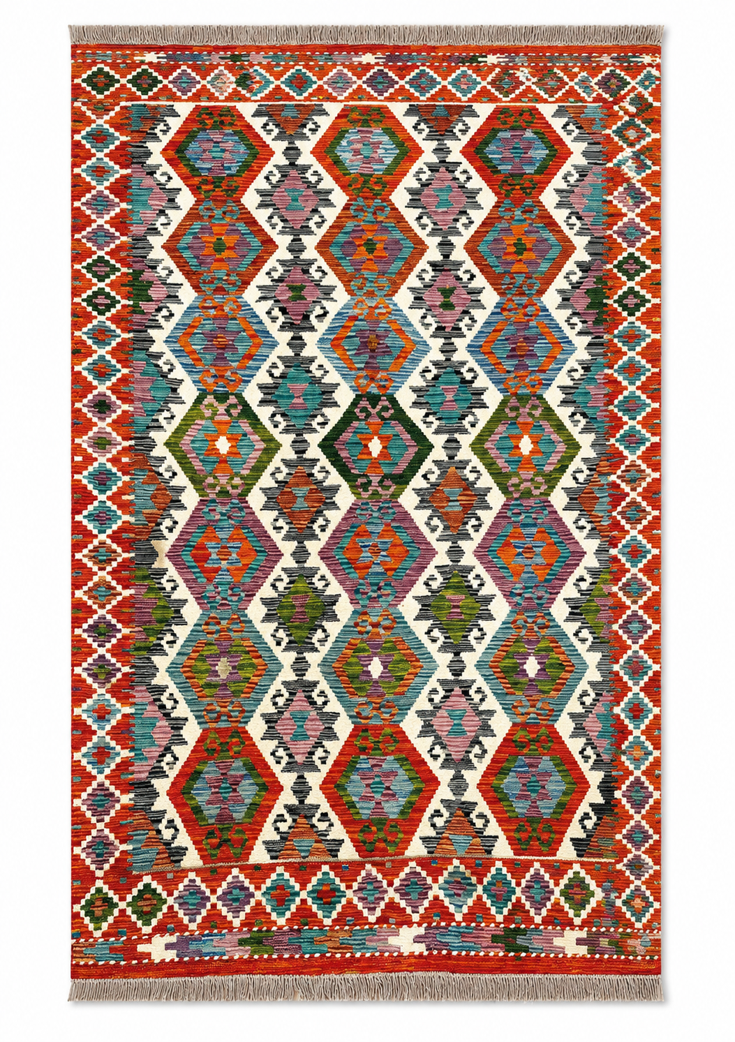 Kazak Hexagonal Lattice Kilim