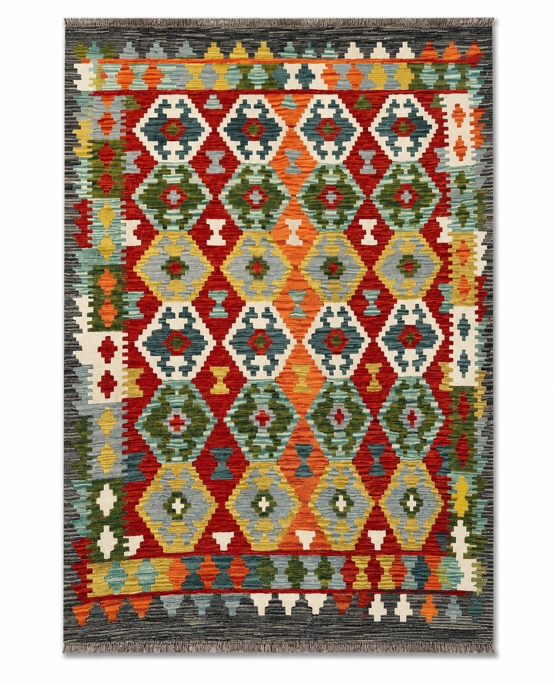 Kazak Diamond Medallion Kilim