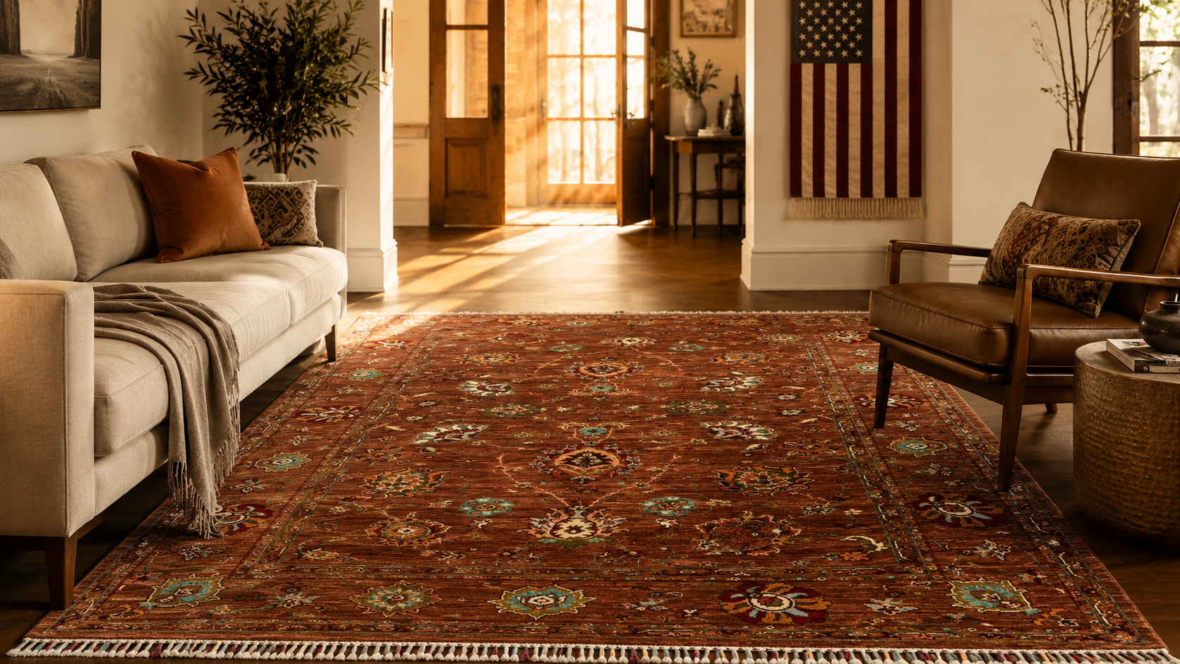 Copper Palmette Area Rug