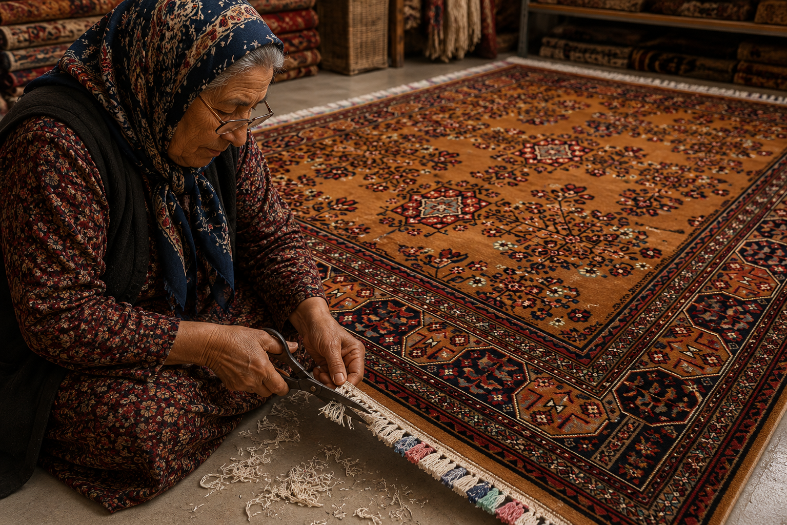 Golden Amber Medallion Rug
