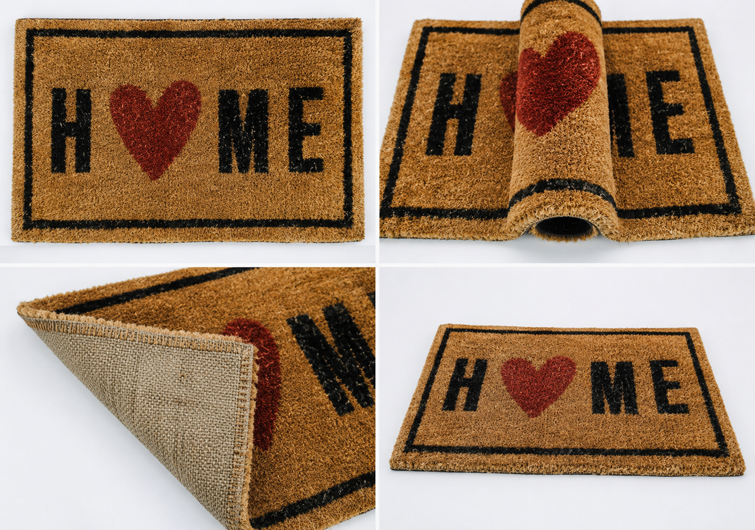 "HOME" Heart Hand-Knotted Wool Doormat