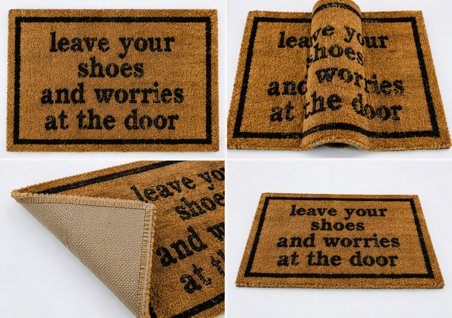 "Leave Your Shoes & Worries" Hand-Knotted Wool Doormat