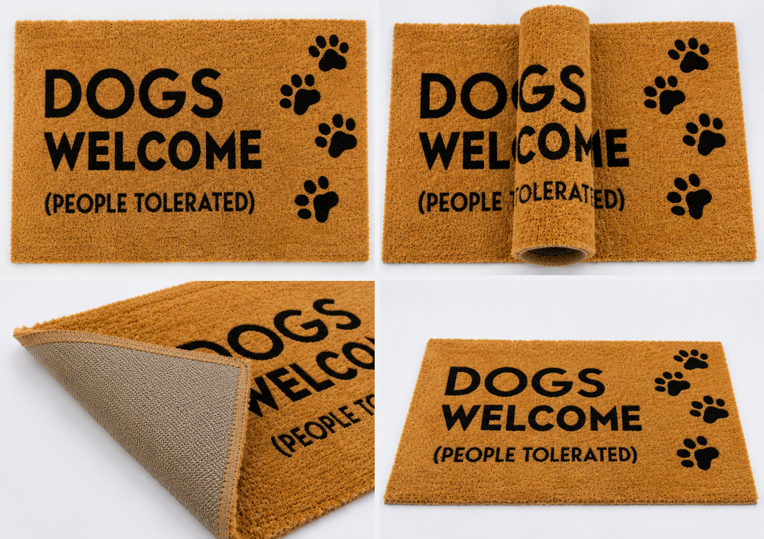 Paw Print Funny Dog Hand-Knotted Wool Doormat