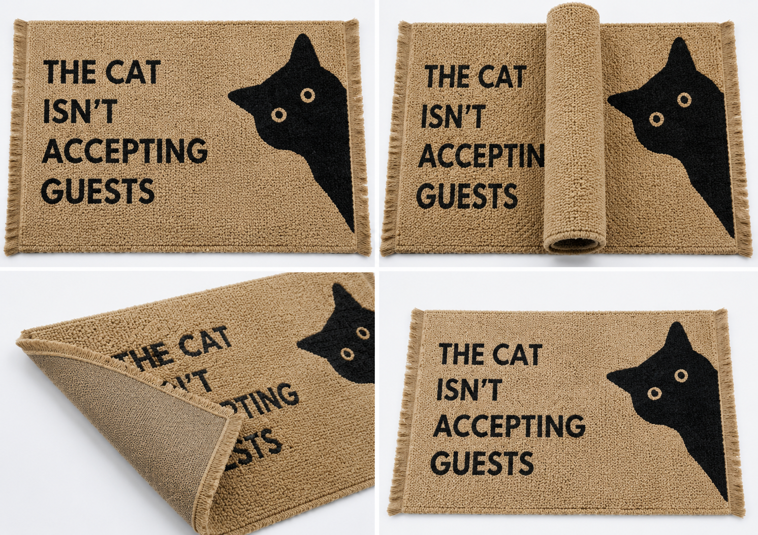Introvert Cat Hand-Knotted Wool Welcome Doormat