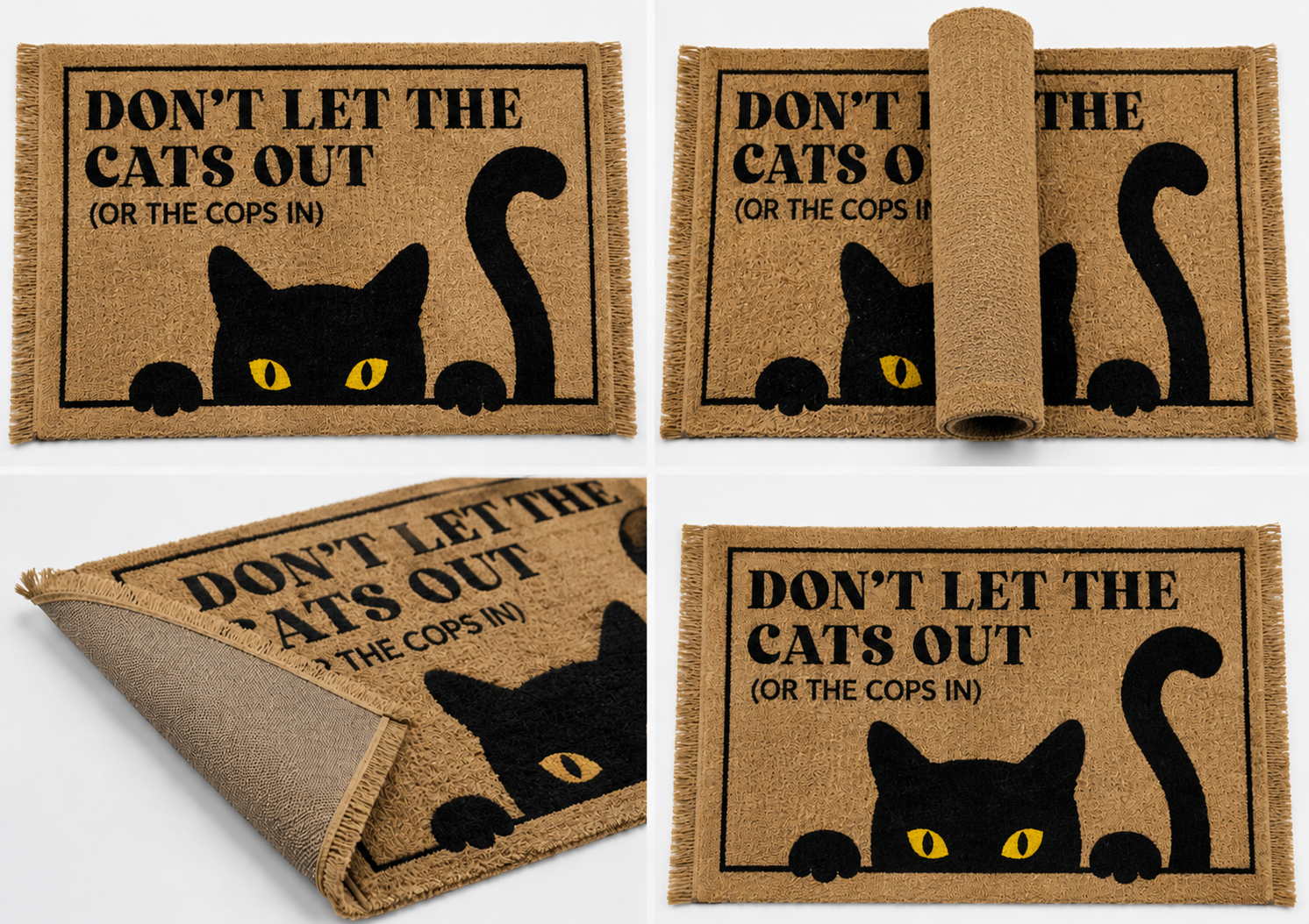 Cat Lover's Humor Hand-Knotted Wool Doormat
