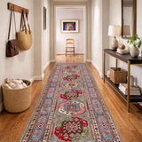 Kazak Geometric Medallion Runner Rug