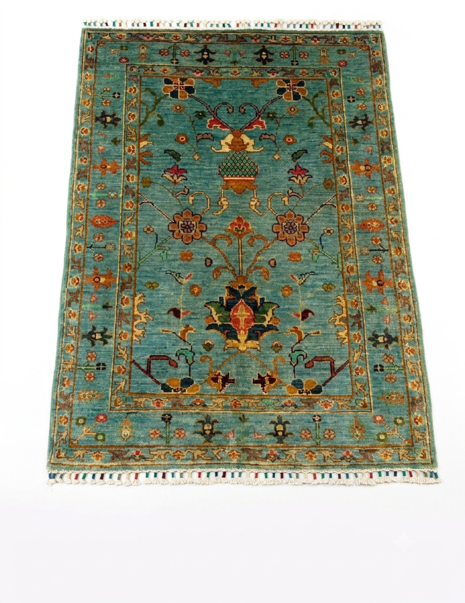 Persian Botanical Vine Accent Rug