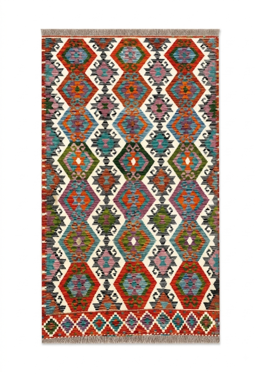 Kazak Hexagonal Lattice Kilim