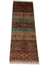 Qashqai Diamond & Animal Motif Hand-Knotted Runner Rug