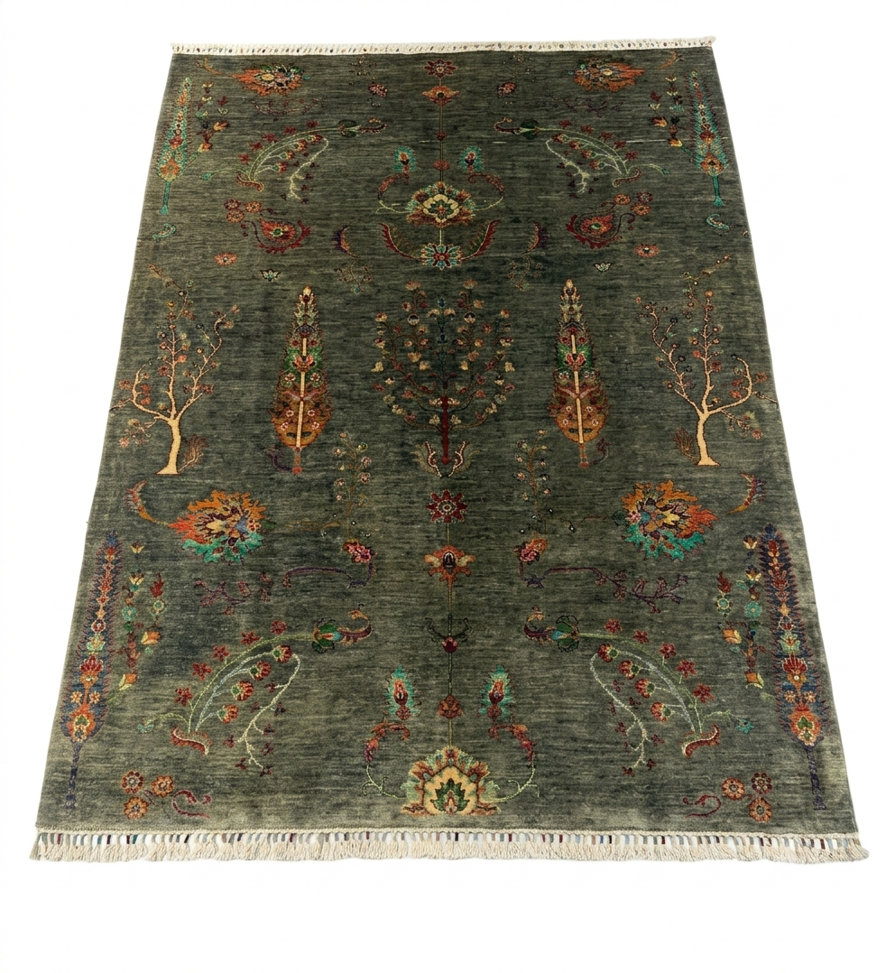Midnight Canopy Botanical Motif Accent Rug