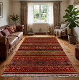Shirazi Diamond Kilim-Style Hand-Knotted Wool Rug