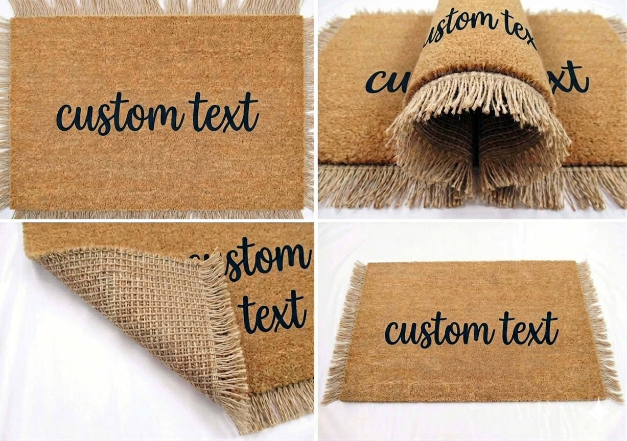 Personalized Text Hand-Knotted Wool Welcome Doormat