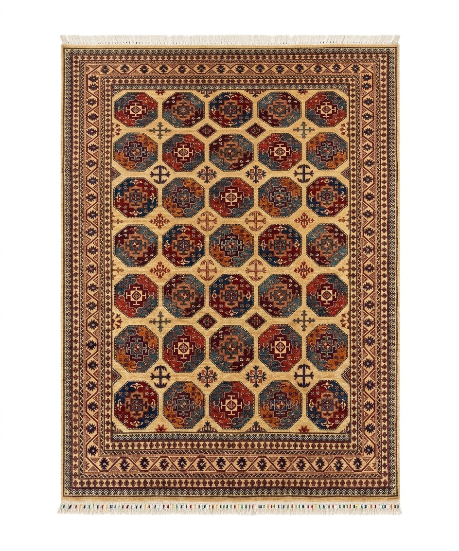 Turkmen Bukhara Octagonal Elephant-Foot Gul Rug