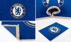 Hand-knotted wool Chelsea soccer club flag rug in blue and white