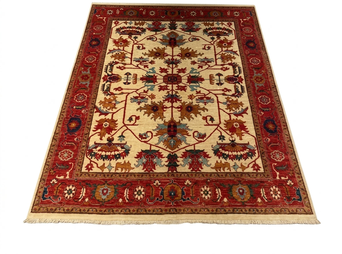 Ziegler Afghan Floral Vine Lattice Area Rug