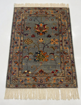 Slate Blue & Gray Floral Small Accent Rug