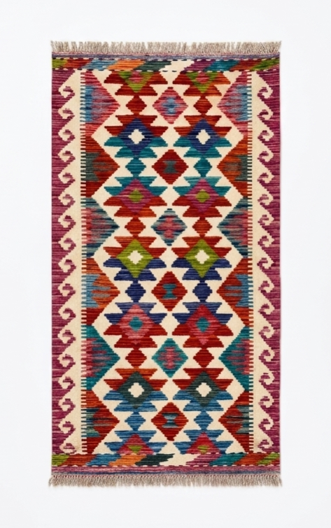 Tribal Multi-Tone Accent Kilim