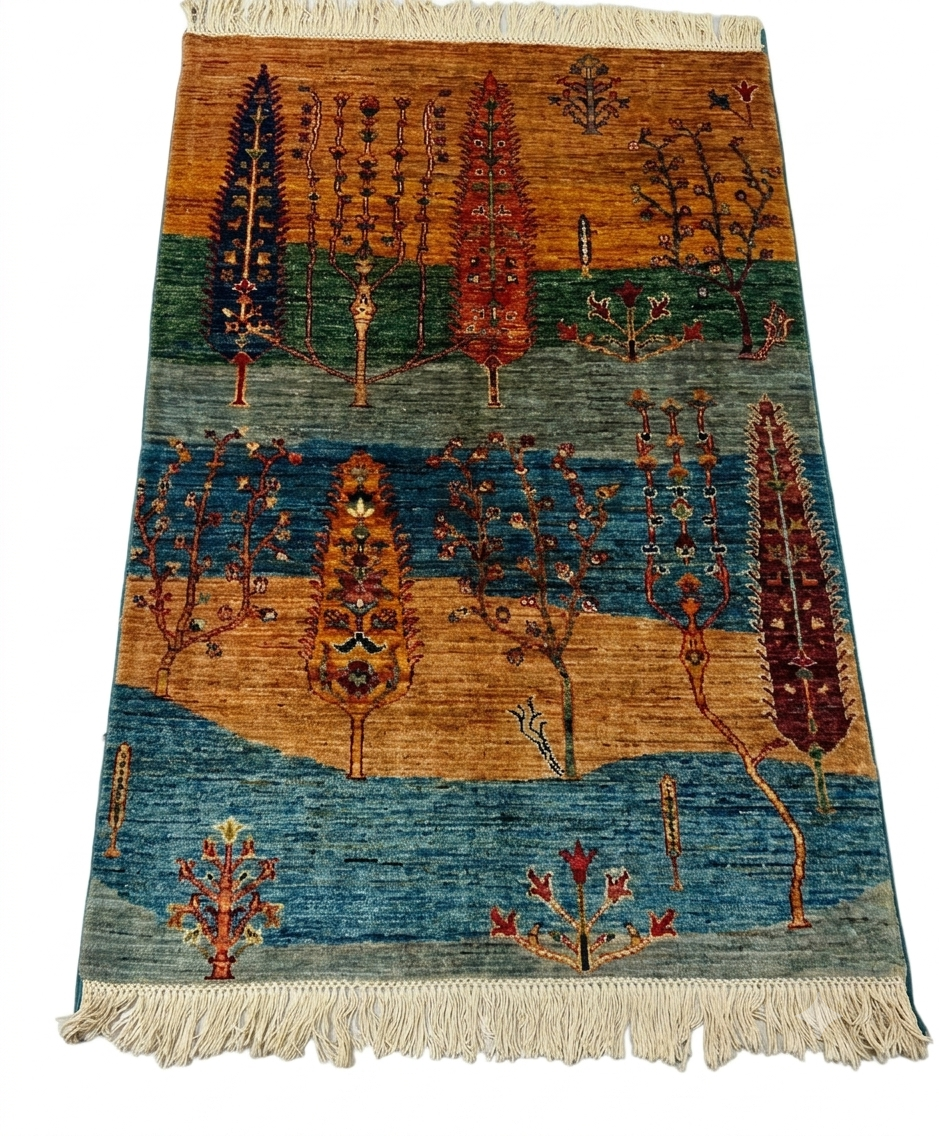 Earthy Terracotta & Ocean Blue Life Tree Rug