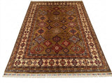 Khorasan Geometric Star-Medallion Hand-Knotted Area Rug