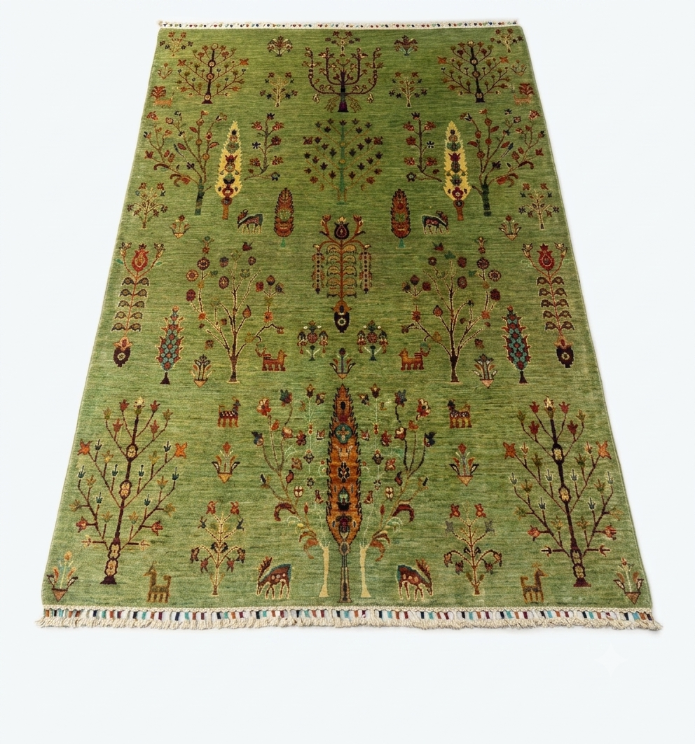 Verdant Eden Tribal Pictorial Rug
