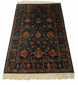 Navy Blue Traditional Floral Area Rug