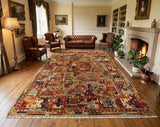 Geometric Kaleidoscope Medallion Hand-Knotted Area Rug