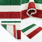 Hand-knotted wool Italy and Mexico flag rug in green, white and red