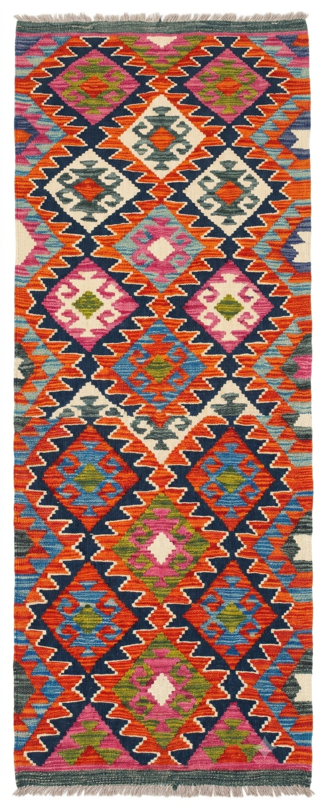Geometric Lozenge Medallion Kilim Runner